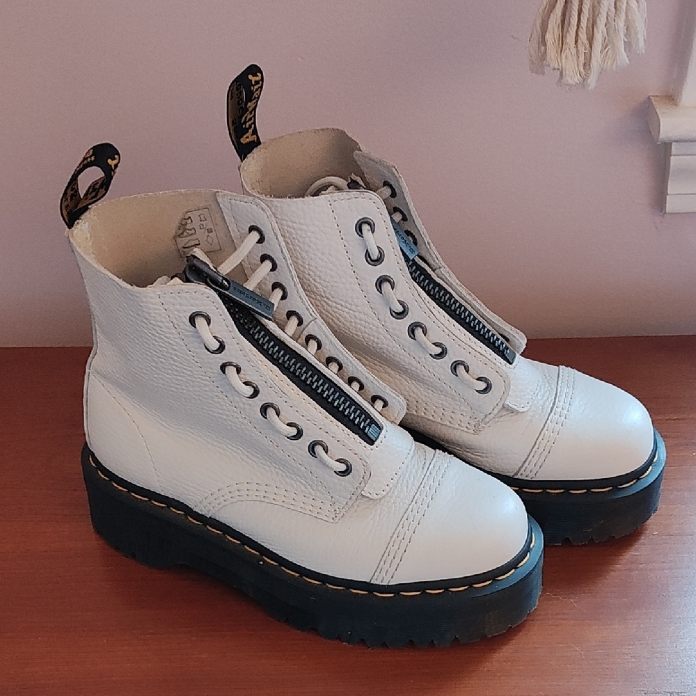 Dr. Martens White Leather Women's Boots